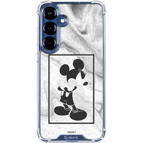 Disney Mickey Mouse Shape on Marble Galaxy S25 Clear Case